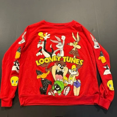 Sudadera Looney Tunes Vintage Para Mujer Roja Cuello Redondo Dibujos Animados - Talla L (11/13) Foto 1 de 3