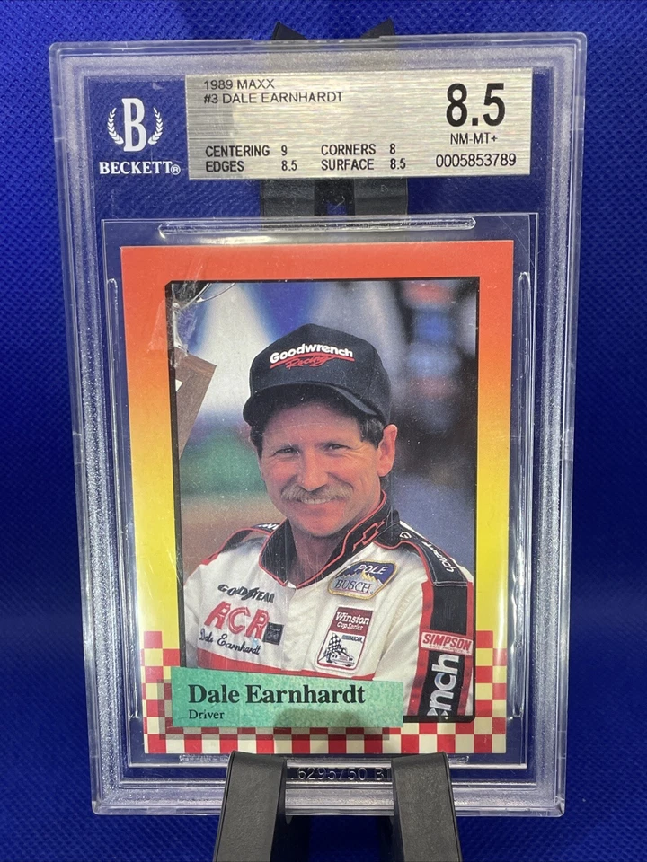 1989 Maxx Racing #3 Dale Earnhardt Rookie Card BGS 8.5 NM-MT - Image 1 of 4