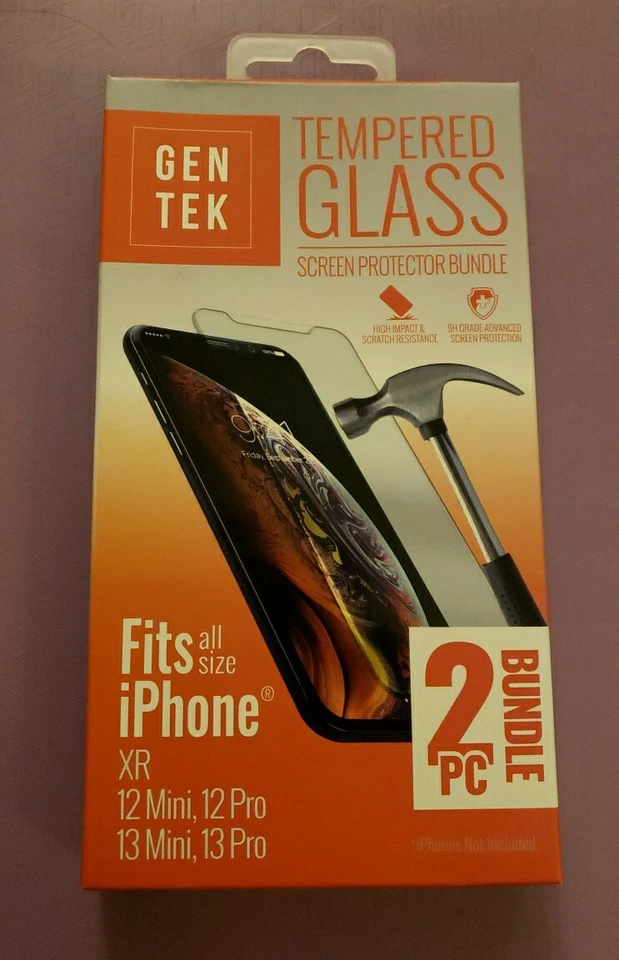 3x Gentek iPhone Screen Protector tempered glass XR 12 mini 12 pro 13mini 13 pro