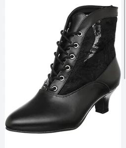 Funtasma Pleaser Black Lace Heels Shoes Dame 5 Ankle Boots 2” Witchy Wear - Bild 1 von 5