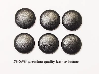 6 MADE IN USA 7/8" dark silverish charcoal color leather covered jacket buttons - Image 1 of 4