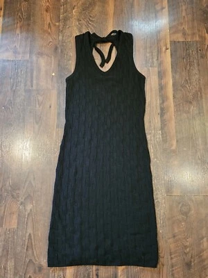 Great American Sportswear G.A.S Black Knit Sweater Dress Size Medium with Tie  - Image 1 of 4