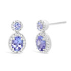Tananite Oval & Round Earrings with Diamond Accent in White Gold