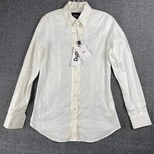 Dolce & Gabbana Tuxedo Shirt Mens 15 3/4 40 Ivory Satin Trim Formal Black Tie - Picture 1 of 20