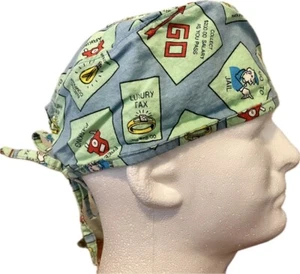 Monopoly Blue Scrub Hat Chemo Cap - Picture 1 of 1