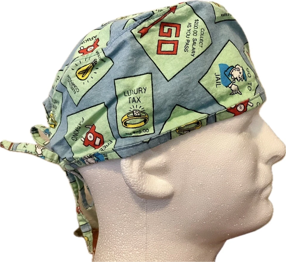 Monopoly Blue Scrub Hat Chemo Cap - Image 1 of 1