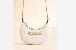 GUESS Sela quilted mini crossbody hobo bag - Bone / Cream - Picture 1 of 10
