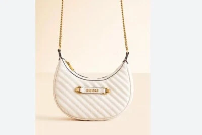 GUESS Sela quilted mini crossbody hobo bag - Bone / Cream - Image 1 of 4