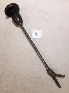 Antique 12 3/4" Archimedes Hand Spiral Push Drill Woodworking Tool Screwdriver A - Picture 1 of 9