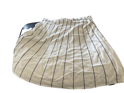 Theory Womens Size L White Blue Striped A Line Midi Knee Skirt - Image 1 of 3