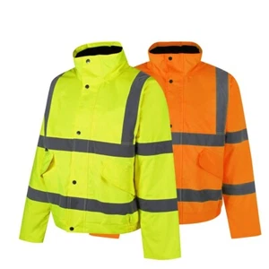 Hi Vis Bomber Jacket Visibility Safety Waterproof Warm Traega TBJ01G - Picture 1 of 5