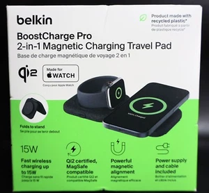 Belkin Qi2 BoostCharge Pro 2-in-1 Magnetic Charging Travel Pad (WIZ026TTBK) - Photo 1 sur 6