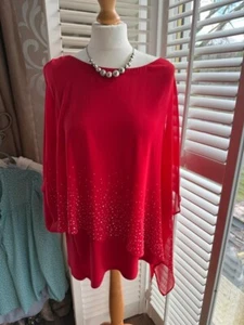 Ladies Wallis Cold Shoulder Drape Going Out Party Top (Red) Large 16-18 - Picture 1 of 11