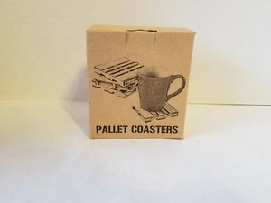 Cup Coaster Set Wood Pallet Design - Set of 4 - New in Box - Picture 1 of 6