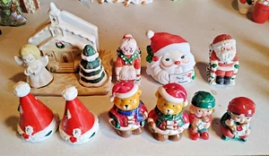 Vtg Lot Of 5 Vintage Salt & Pepper Shakers Christmas All Hand Painted - Picture 1 of 12