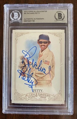 RICHARD PETTY AUTO SIGNED 2012 TOPPS ALLEN & GINTER CARD BECKETT BAS THE KING - Image 1 of 2