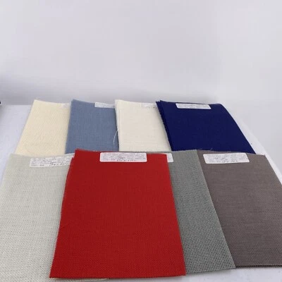 Betsy Ross Linen 10ct Cross Stitch Fabric Lot Of 8 Blue Red Gray White Cream - Image 1 of 4