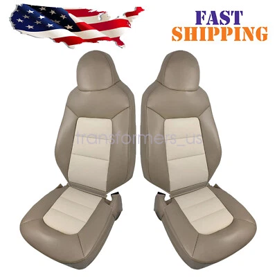 4PCS Front Bottom & Top Perforated Seat Cover Tan For 2003-2006 Ford Expedition - Image 1 of 4