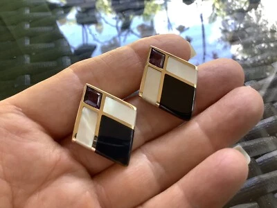PENDIENTES KABANA ORO AMARILLO 14k amatista, madreperla y ónix con sello Foto 1 de 4