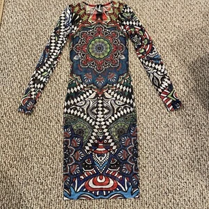 Uptown USA Sheer Mesh Tribal Tattoo Dress | Medium | USA | Y2K Boho - Picture 1 of 14