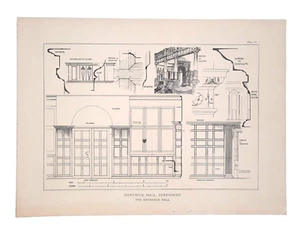1902 Hardwick Hall Derbyshire Entrada Arquitectura Interior Inglés Carpintería - Imagen 1 de 1