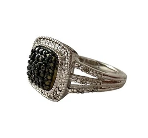 Genuine Deep Blue Diamond Ring Size 7 - Pretty Cushion Cut Diamond Accent - Picture 1 of 14