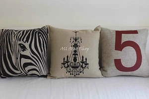Art Vintage 5 Zebra Set Home Decor Cotton Linen CUSHION COVER PILLOW CASE 18" - Bild 1 von 5