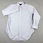 Ralph Lauren Shirt Mens 15.5 Blue White Striped Dress Button Up Long Sleeve *