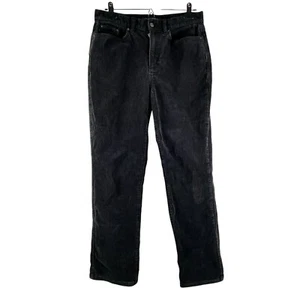 Ralph Lauren Jeans Co Sz 8 30x29” Black Corduroy Pants Straight Hi Rise Academia - Picture 1 of 12