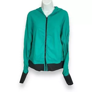 Lucy Jacket Zip-Up Green Flawed Athletic Medium Hood Stretch Running Workout - Picture 1 of 16