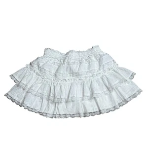 Peach Love Rock Damen Medium weiß Stufen gefüttert Spitze Cottagecore Mini Boho - Bild 1 von 6