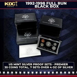 1992-1998 Full Run US Mint Premier Silver Proof Sets 35 Coins Over 4oz Of Silver - Picture 1 of 1