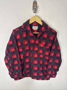 1960s Champion Tientsin Red Plaid Flannel Shirt Men’s Small Vintage Workwear - Picture 1 of 5
