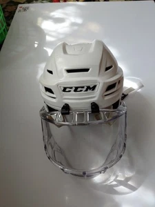 CCM Helmet White ICE Hockey Helmet / Visor CMC resistance L Certified 2013 Itech - Picture 1 of 10