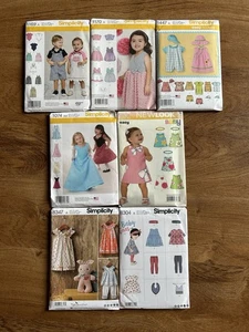 Lot Of 7 New Uncut Patterns For Sewing Infant And Toddler Clothes XXS to 4 - Picture 1 of 8