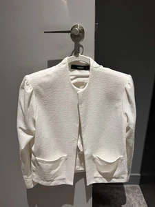 Mango White/ Cream Lined Blazer - Size UK10/ EU38 - Removable Pads & Pockets - Picture 1 of 4