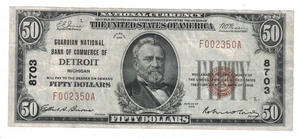U.S. (Detroit, MI) - Series of 1929 $50.00 National Currency Banknote - Picture 1 of 2