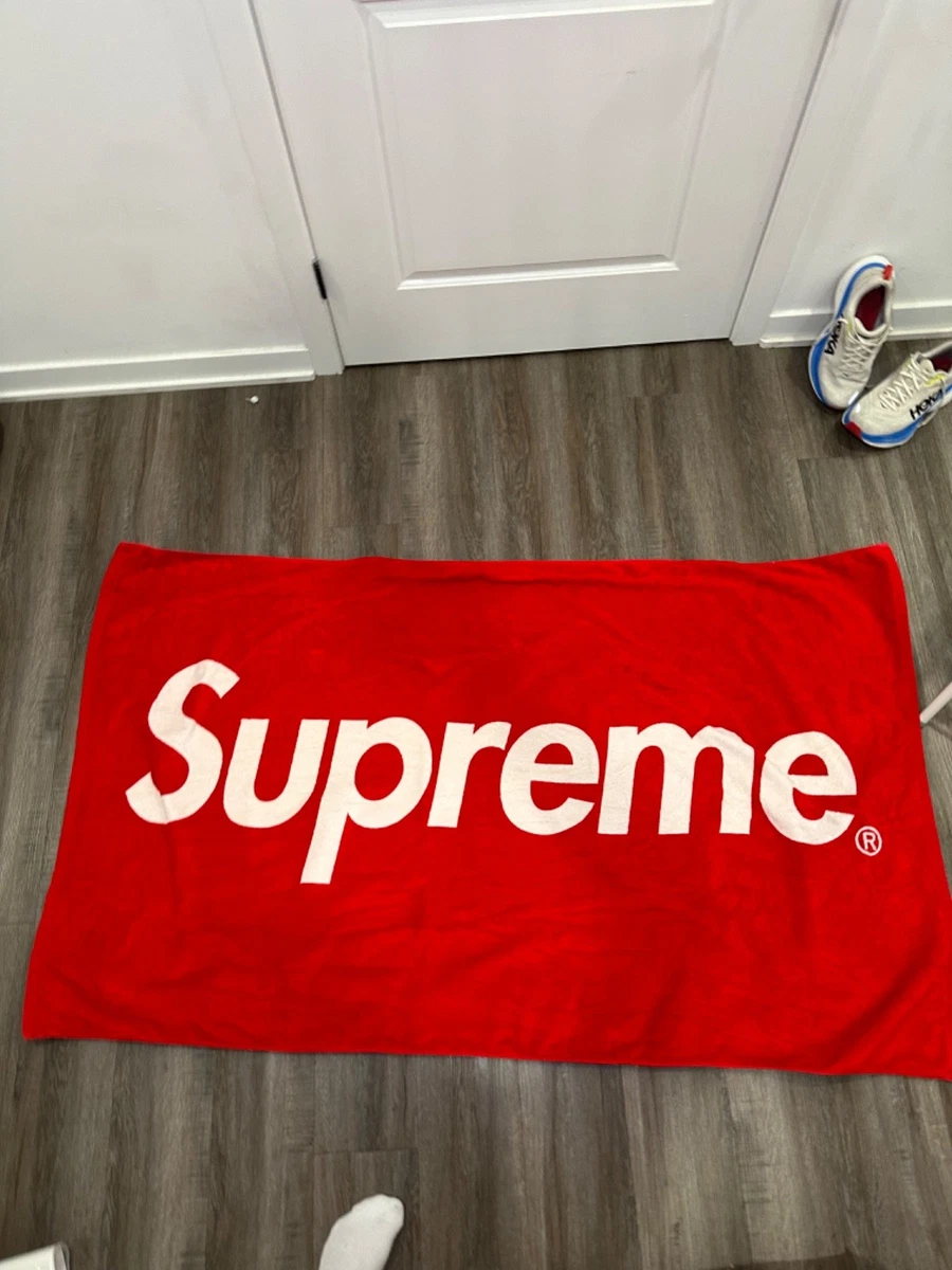 タオル Supreme 2014ss \"Box Logo Beach Towel\" Supreme Box Logo Beach Towel Red 2014SS 20th Anniversary | eBay