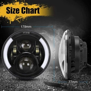 7" Motorcycle LED Headlight Turn Signals for Harley Street Glide Dyna Cafe Racer - Picture 1 of 11