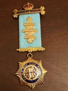 Vintage 1980 Awarded RAOB Roll of Honor Jewel - Gilt Metal - Ye Olde Mill Lodge - Picture 1 of 6