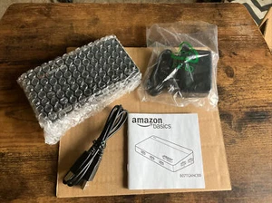 Amazon Basics 10-Port USB 2.0 Hub w/ 2 Fast Charging Port Power Adapter Charger  - Picture 1 of 8