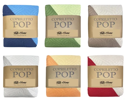 Trapuntino Copriletto Primaverile Autunnale Leggero Bicolore Mod. Pop - Immagine 1 di 2