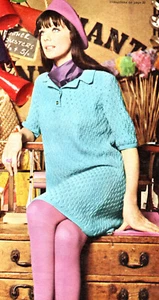60s T Shirt Dress Vintage Style 4ply Knitting Pattern 36-38 Bust 38-40 Hips - Picture 1 of 1