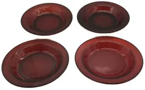 4 Insalatiere Zuppiere Vintage Arcoroc France ROSSO RUBINO Granato Bordate Larghezza 8,5” - Foto 1 di 5