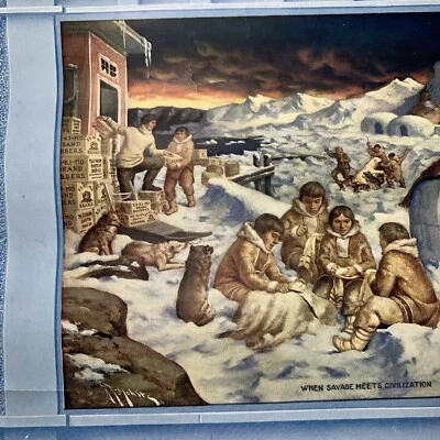 1921 Es-Ki-Mo Eskimo Advertising Calendar Sign Goodyear Rubber Shoes Kansas City - Image 1 of 4