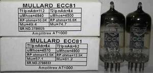 ECC81 MULLARD "D" Getter Made in Great Britain Amplitrex Tested Qty 1 Match Pair - Picture 1 of 7