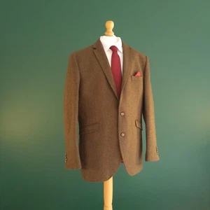 Blazer Brook Taverner Tweed Para Hombres 44L Marrón Lana Cuadros Chaqueta Ventana - Imagen 1 de 14