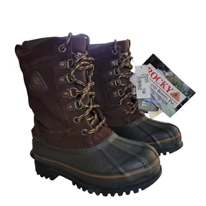 Rocky Boots Boys 13 Thinsulate Waterproof Lined Brown Leather Upper Rubber 7855 - Picture 1 of 23