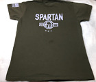 Spartan Shirt Adult Large Green Gray Advertisement US Flag Casual Mens *836