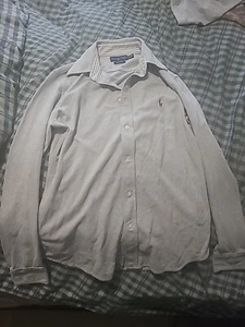 Ralph Lauren Hemd Herren mittelgrau Strick Oxford bunt Pony meliert Stretch - Bild 1 von 6